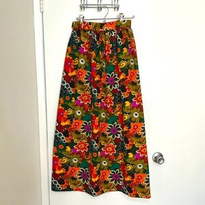 Vintage 1960s Handmade Floral Maxi Skirt